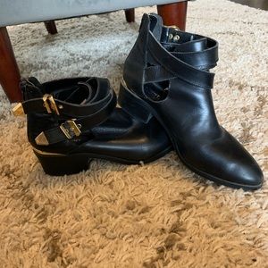 Cutout leather booties. Size 8.5